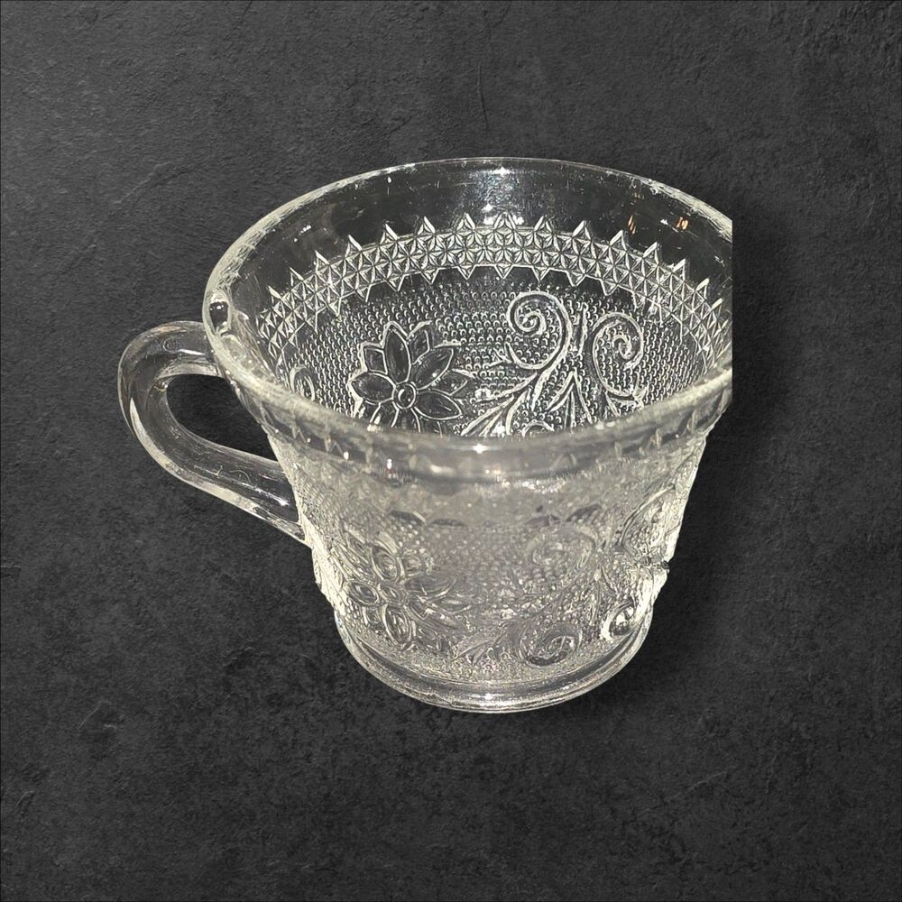Indiana Glass Tiara Sandwich Glass Punch Cups Crystal Clear Vintage (8) Party